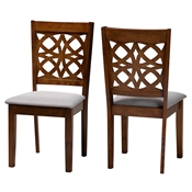 Baxton Studio Abigail Modern Grey Fabric and Walnut Brown Finished Wood 2-Piece Dining Chair Set